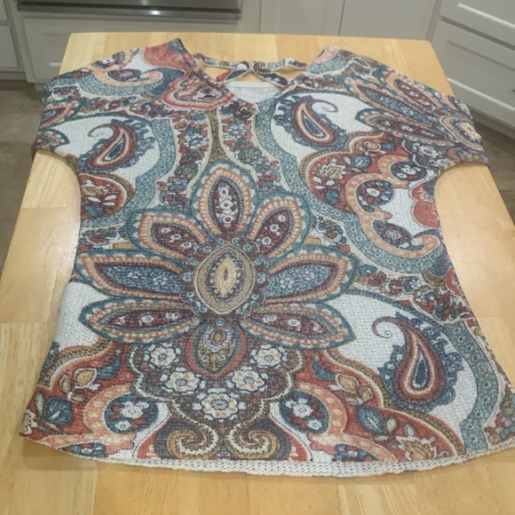 Chico’s size 1 ( large/medium) see measurements colorful light weight sweater. - Picture 9 of 12